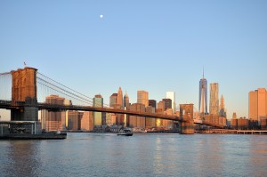 Sunrise on the Brooklyn Bridge, NY, USA