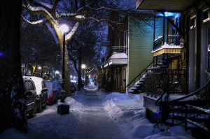 A winter night in Montreal, Quebec, Canada